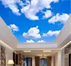 Modernt 3d foto tapet blå himmel och vita moln väggpapper hem interiör inredning vardagsrum tak lobbyn väggmålning tapet