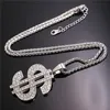 US Dollar Money Collana pendente in acciaio inossidabile 316l Catena color oro per donna Uomo strass Hip Hop Bling Accessorio per gioielli P1003