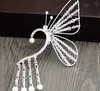 Butterfly örhängen, kristallpärlor, handgjorda brudtillbehör, nya kvinnliga älvor, nya stilkamma örhängen.
