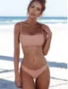 8 shades New Summer Women Solid Bikini Set Push-up Unpadded Bra Swimsuit Swimwear Triangle Bather Suit Swimming Suit biquini