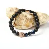 Hommes Panthère Bracelets Bleu Cz Tête De Léopard Macramé Européen Américain Tissage Bracelet 8mm Naturel Oeil De Tigre Agate Pierre Perles1314005