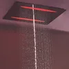 Ультра Люксурный термостатический клапан с большой потоком с музыкой FM-радио Bluetooth светодиодный потолочный душ для душа дождь пузырь туман душевой кран