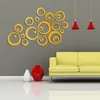 24 stks / 4 sets 3D-spiegel acryl muurstickers creatieve cirkel ring slaapkamer decors voor familie decoratie zelfklevende huissticker