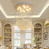 Moderne runde K9 -Kristall -Kronleuchter -Beleuchtung Regentropfen Flush Deckenleuchte Pendelleuchte Leuchten Hotel Villa Kristalle Ball Form Lampe