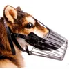 Hot Sales zwart / bruin sterk metalen draad mand lederen hond snuit voor grote hond anti-bit schors kauwen muzzles hond masker voor huisdier