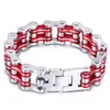 21mm hommes lourds bleu rouge vélo 316L bracelet en acier inoxydable hommes Black Bike Biker moto chaîne titane acier bracelet bijoux