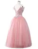 Luxe Beaded Crystal Pink Quinceanera Jurken US10 Baljurk Avondfeestjurken Debutante Masquerade Jurken 15 jaar oud