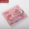 Qoong letras personalizadas de acero inoxidable plata delgado bolsillo clip tarjeta de visita tarjeta de crédito cartera de efectivo QZ40-008