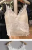 أزياء جديدة للسيدات مثير 3D ريشة الجناح المرقور الشيفون السباغيتي حزام الحزام أعلى فيرة Camisole S M L