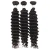 Brasileño Bundles de ondas profundas con cierre 10a Cabello virgen brasileño Weave húmedo y ondulado Cabello humano con cierre de encaje Middle 3 P7066389