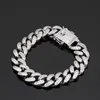 Mężczyźni Kobiety Hip Hop Miami Cuban Link Bransoletki łańcuchowe Solid Copper Casting Micro Cubic Cyrkonu Zapięcie Iced Out Punk Bling Jewelry 7 "/ 8" / 9 "12mm