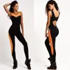 2018 new woman yoga leggings set sexy sports pants one piece women athletic leggings overall patchwork black mesh clothing suit