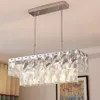 Moderna LED Cristal Chandelier Lâmpada Retângulo E14 Chandeliers Iluminação Luminária Luxo Pingente Luz para sala de jantar