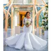 Mermaid Plus Size Wedding Gowns Square Neck Illusion Long Sleeves Wedding Dresses With Applique Sequins Sweep Train Bridal vestido de novia