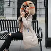 Parka in piumino da donna Collo in pelliccia grande Cappotto lungo imbottito in cotone con cappuccio Parka invernale da donna Addensare giacca calda Donna Taglie forti 3XL Al ginocchio