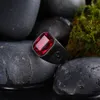Vintage Roter Stein Kristall + Schwarz 100% 316L Edelstahl Ring für Männer Newst Männlicher Ring Modeschmuck Anel