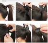 シルバーグレーの人間の髪の髪のポニーテール染めの自然のhightlight塩とコショウの灰色の髪Ponytail Silky Straight