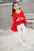 Retail witte rood zwarte babymeisjes asymmetrische jurk kinderen katoenen flare mouw feestjurk mode schattige tutu jurk kinderen ontwerp3359301