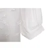 Chemise Femme 2018 Yeni Yaz Moda İşlemeli Çiçek Gömlek Yarım Kollu Beyaz Gömlek Pamuk Bluz V Yaka Casual Bayan Üstleri