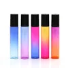 10 ml gradiënt kleur etherische olieloller fles glazen roller ballen parfums lip balsems glas roll op fles F1671