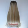 Y -Demand Wig Ombre Black Women Straight Brown Long Gold Blonde Synthetic Wig Ombre Mixed Color Hair Style