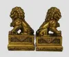 Natale Cina Cinese Ottone Folk Fengshui Foo Fu Cane Guardia Porta Leone Statua Coppia Halloween