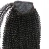 Jet 3c preto 4b afro crespo encaracolado cabelo humano rabo de cavalo extensão do cabelo 160g naturais grande sopro cordão clipe de rabo de cavalo em