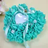 Almohada de anillo de bodas con caja de corazón Cojín en forma de corazón floral Matrimonio Proveedores creativos Decoración de alta calidad