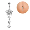 Crystal Flower Dangle Belly Button Rings Barbell Sexy Beach Surgical Steel Belly Piercing Navel Piercing