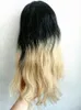 Neu kommen Jungfrau-brasilianische Haar-Spitze-Front-Perücken Ombre T1B / 27 # natürliche schwarze / blonde Farbe an