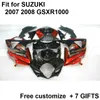 Kit carenatura 7 regali per Suzuki GSXR1000 07 08 set carene nero rosso GSXR1000 2007 2008 AA32
