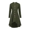 Damen-Trenchcoats, Herbst, Gothic, Vintage, lässig, Bürodame, Übergröße, locker, mit Kapuze, einfarbig, Knopftasche, Schleife, Grün