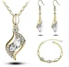 Moda cristallo perline africani Set di gioielli Colore oro Set di gioielli da sposa Collana di donne Orecchini bracciali Gioielli
