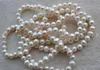 46inches longue perle bijoux, 7-8mm Couleur Blanc Véritable collier de perles d'eau douce, Nouvelle-Livraison gratuite