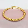 Twisted Womens Bangle Sólida 18k Amarelo Ouro Cheio Moda Ajustável Bangle Pulseira Presente Dia 6cm Classic Estilo