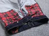 New Brand Jeans Men Skull Design Colors Patchwork Straight Jeans Holes Stylish Clothing Casual Pants288F