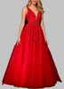 Vestido de baile real Prom Dresses V Neck Sheer Straps Appliqued Lace Tulle Andar de comprimento Backless Blush rosa formal do partido vestidos de noite DH4096