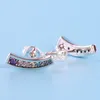 925 Sterling Silver Colors CZ diamant Boucles d'oreilles Boîte d'origine pour Pandora Rainbow Boucles d'oreilles Femmes Bijoux de luxe