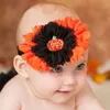 Baby flickor halloween pannband pumpa pannband orange chiffong blomma huvudband nyfödd dusch present