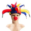 Funny Clown Hat Nose Costume For Halloween and Fancy Dress Party Clown Performance Props With Bell Multicolor