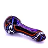 Flashy Stripe Glass Pipe 4.1" Mini Hand Pipes Spoon Smoking For Dry Herb