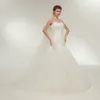 Sirène simple en tulle robes de mariée blanches en plissée chérie plus taille corset arabe stock robe de mariée