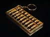 Kupfergefertigt Gold vergoldet chinesischer traditioneller Taschenrechner Abakus Schlüsselanhänger 2 "Neu