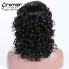 Premier 8A Affodable Glueless Lace Front pelucas con línea de cabello natural Pre-desplumado Remy indio Cabello 150% densidad elástica ondulado para los estadounidenses