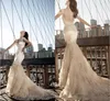 Pnina Tornai 2020 Brautkleider, romantisch, rückenfrei, wunderschöne Meerjungfrau-Brautkleider, glitzernde Spitze, Kristall, abgestuftes Sweep-Zug-Hochzeitskleid