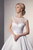2018 رخيصة أنيقة للبيع الرباط فساتين الزفاف الأبيض الكرة بثوب الطابق طول أثواب الزفاف vestidos دي noiva