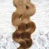 Remy fita cabelo 100% extensões de cabelo humano 100g 40 pcs fita colorida na extensão de onda de corpo cola de trama de pele no cabelo
