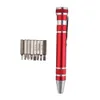 8 in 1 Schraubendreher Set Aluminium Präzisionsstift Schraubentreiber Kit Stift Stil Reparaturwerkzeuge für Mobiltelefon Multi-Tool