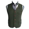 2019 Gilet da sposo verde scuro Gilet da sposa country in lana a spina di pesce in tweed Slim Fit Uomo039s Abito gilet Abito cappotto Abito gilet F5069925