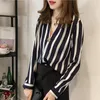 Casual Blouse Shirt Kobiet 2017 Fashion Szyfonowe koszule damskie bluzki z długim rękawem Tops Striped Białe czarne czerwone blusas plus rozmiar